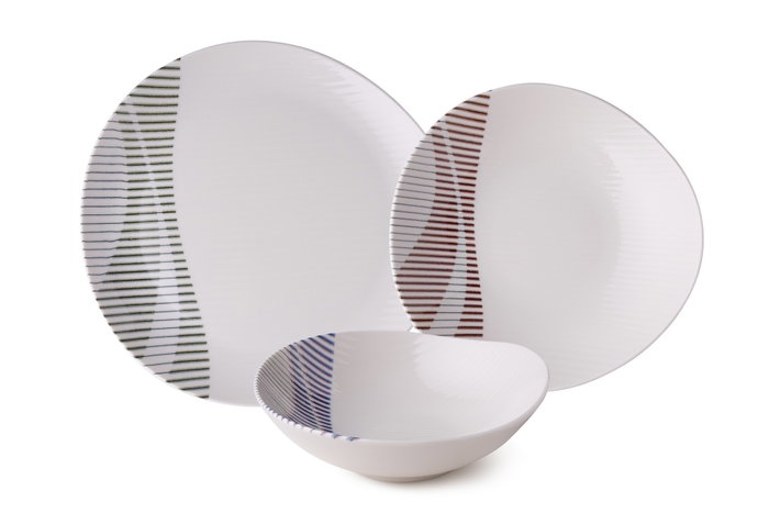 Hermia GBSRD24KY4R3095 Vajilla de Porcelana 24 Piezas Apta Microondas y Lavavajillas para Experiencia Gastronómica Elegante y Funcional
